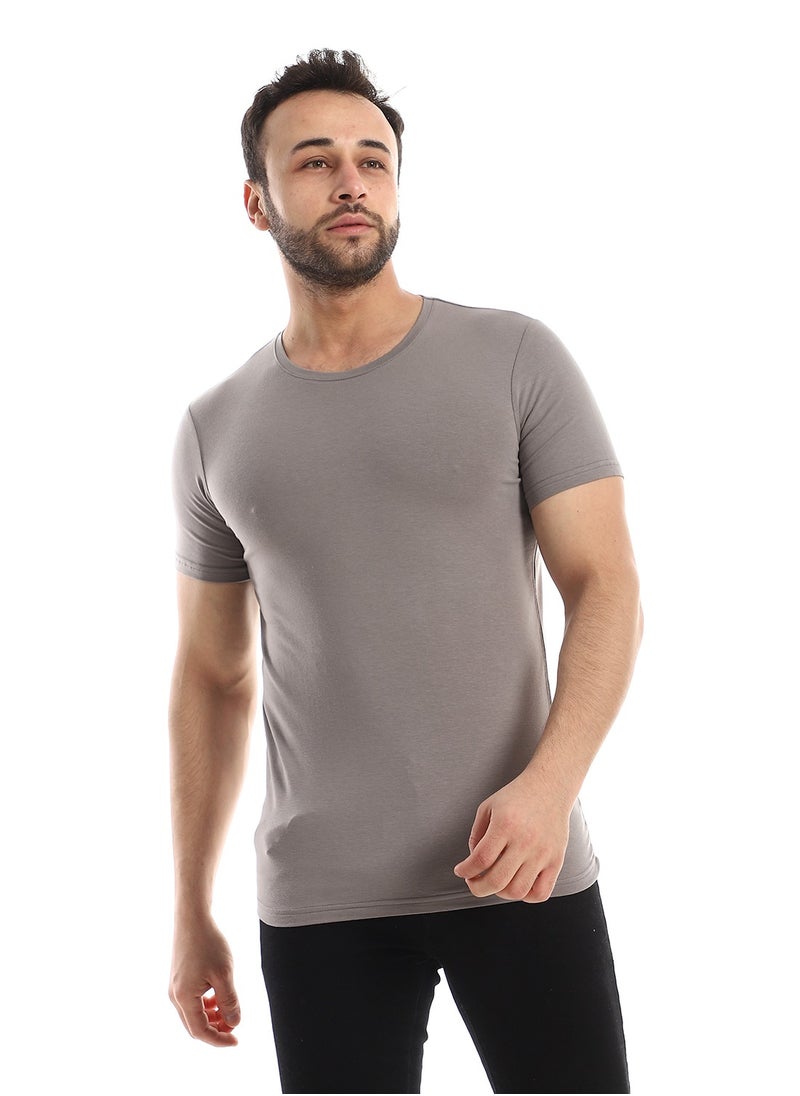 REDCOTTON - Red Cotton Short Sleeve Undershirt For Men- Round Neck, Grey - Image 1