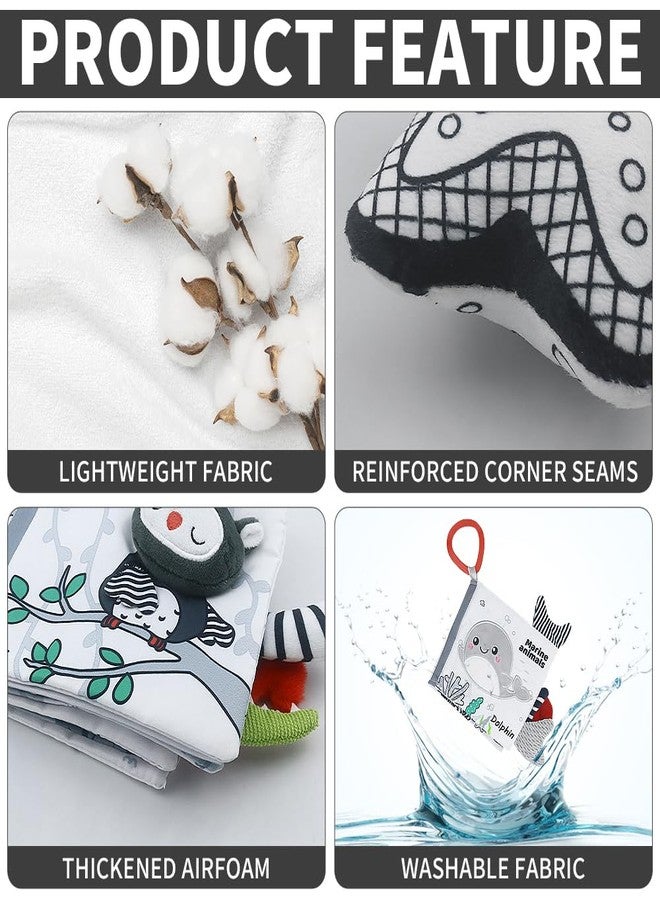 Caterbee Baby Activity Travel Mobile Arch Bassinet Toy, Black and White High-Contrast Crib Toys, with Rattle and Book, Strolle,Pram and Crib Attachment with Hanging Toys (Ocean) - Image 2