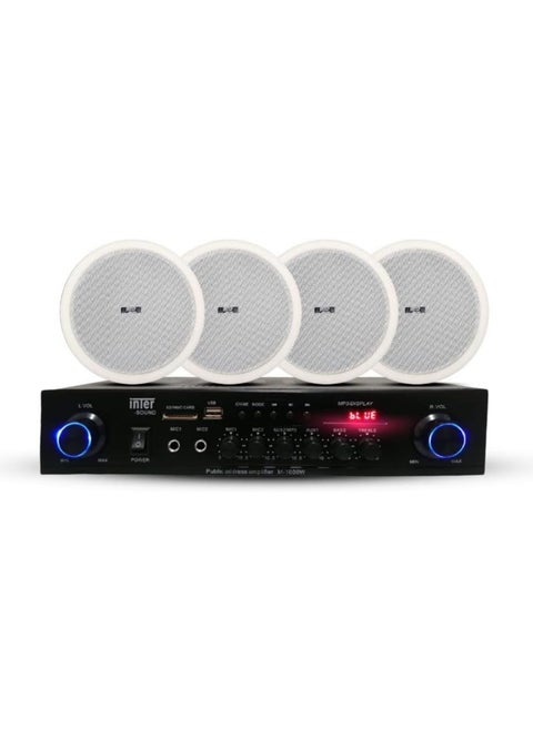 Sound System 4 Speakers Ceiling 6W and 60W Inter sound amplifier