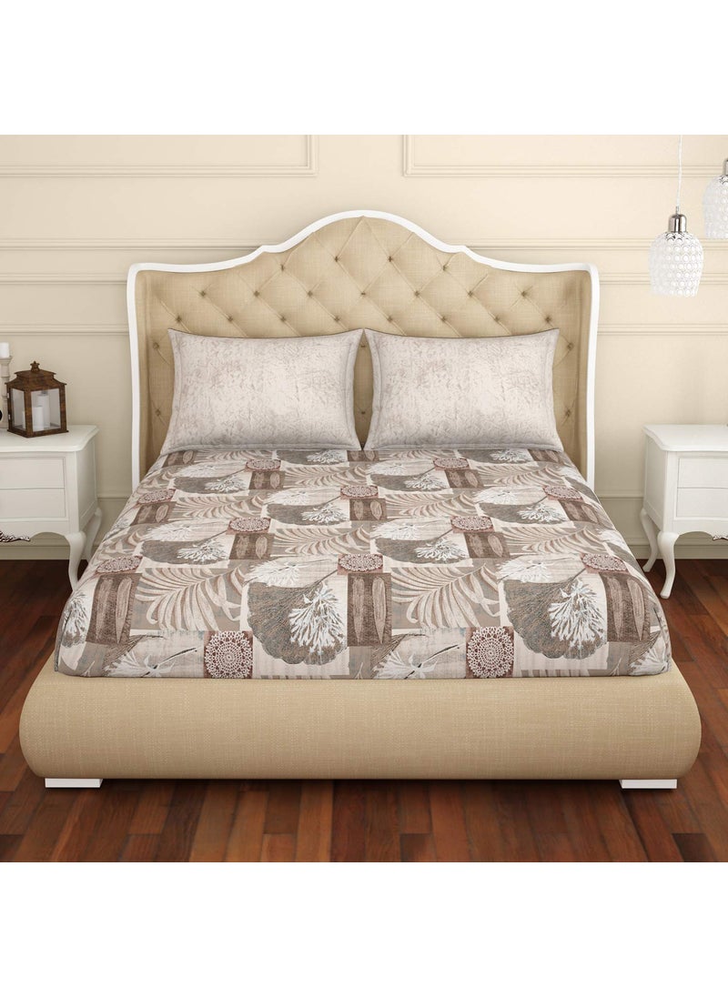 SPACES Spaces 100% Cotton Double Bedsheet Soft Feel Skin Safe Breathable 144 Tc Grey Bedsheet for Double Bed  - Image 1