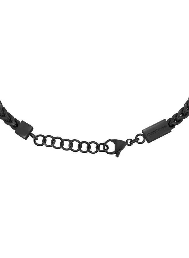 CERRUTI 1881 Yago Black Stainless Steel Curb Chain Bracelet for Men