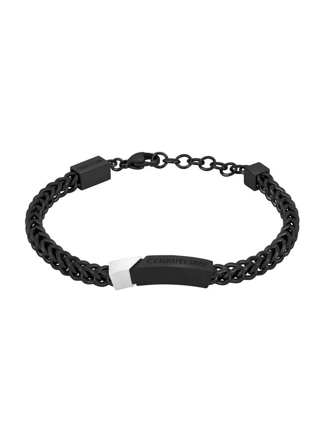 CERRUTI 1881 Yago Black Stainless Steel Curb Chain Bracelet for Men