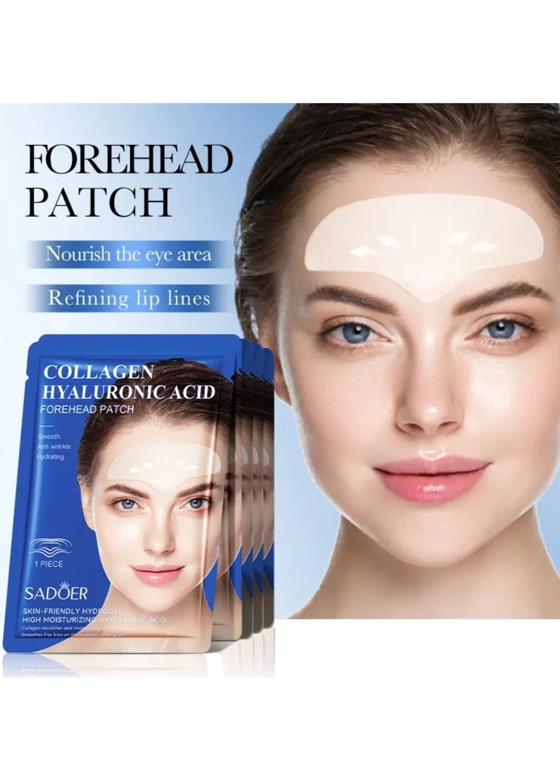 SADOER 10 Pcs Collagen Hyaluronic Acid Forehead Patch Set Smooth Anti Wrinkle Hydrating Nourishing Skin Friendly Hydrogel High Moisturizing Collagen Forehead Patch Reduce Fine Lines Skin Firming Forehead Patches - Image 3