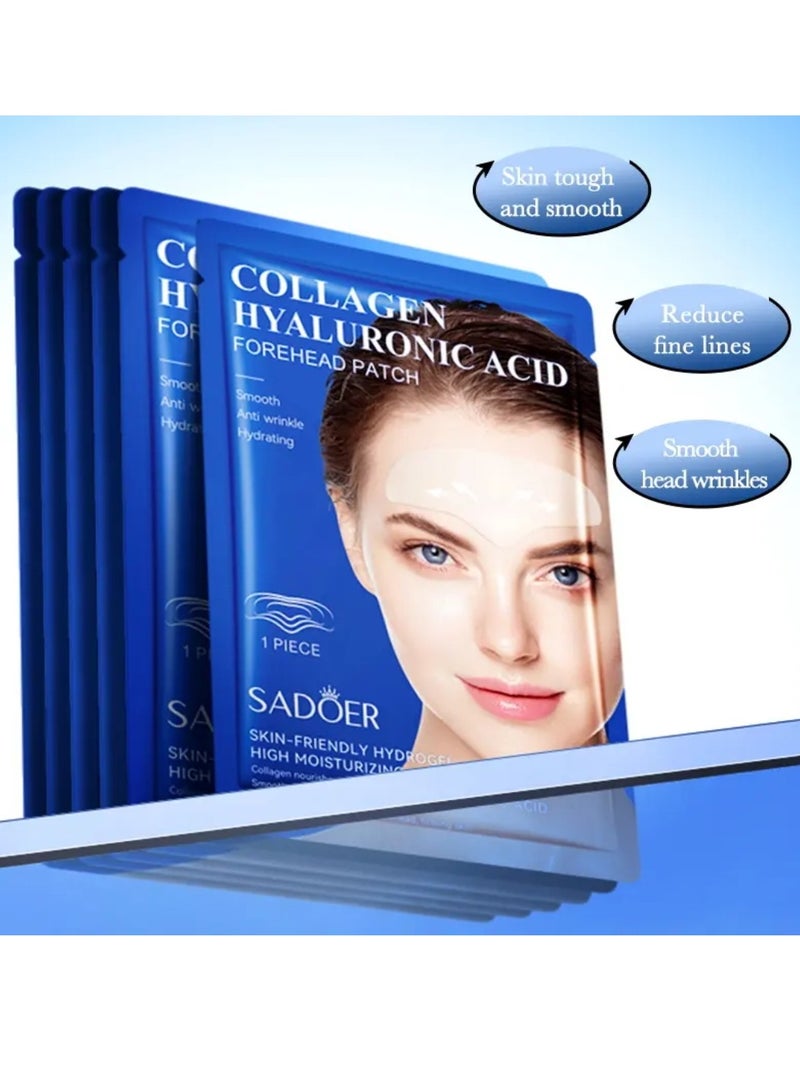 SADOER 10 Pcs Collagen Hyaluronic Acid Forehead Patch Set Smooth Anti Wrinkle Hydrating Nourishing Skin Friendly Hydrogel High Moisturizing Collagen Forehead Patch Reduce Fine Lines Skin Firming Forehead Patches - Image 4