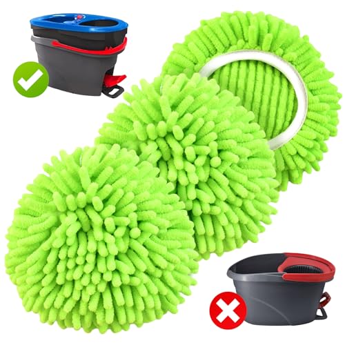 Yuunaie Mop Replace Head for O Cedar, Spin Mop Heads Replacements for Ocedar RinseClean 2 Tank Spin Mop, Chenille Duster for Ocedar Mop Include 3 Pack Microfiber Chenille Mop Pad for Ocedar Spin Mop - Image 1