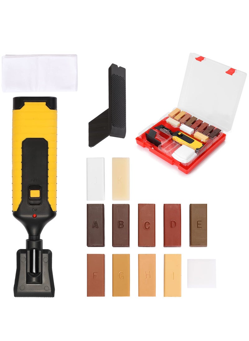 SYOSI Floor and Furniture Repair Kit, Wood Floor Hardwood Furniture Scratch Repair Set with 11 Colors Repair Wax Sticks and Melting Tool Restore Scratches, Cracks for Wood Floors, Table, Door  - Image 1