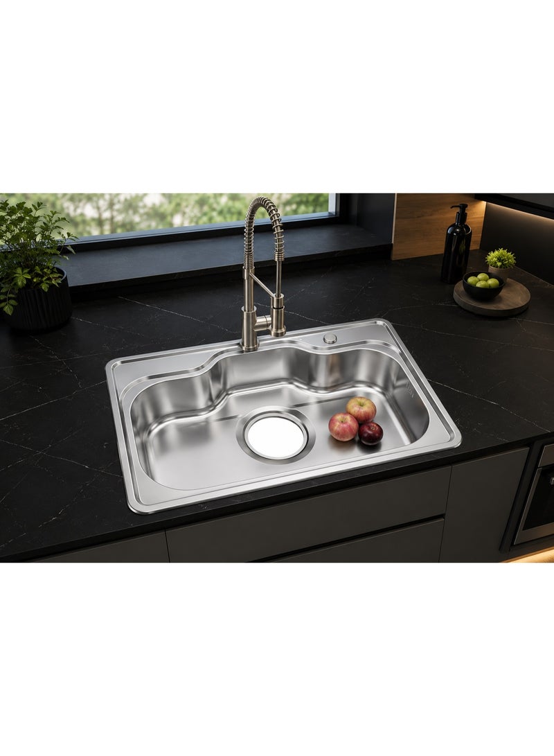 Stainless steel kitchen sink 80 x 50 cm | 25 cm depth | 6 inch (15 cm) drain hole - Image 4