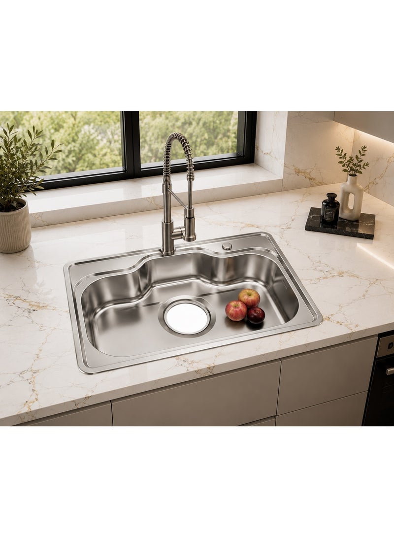 Stainless steel kitchen sink 80 x 50 cm | 25 cm depth | 6 inch (15 cm) drain hole - Image 5