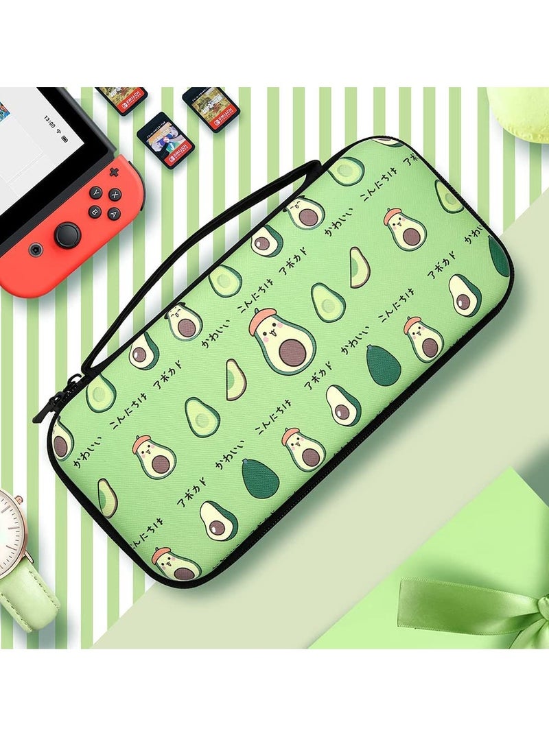 Excefore Storage Bag Case for Nintendo Switch Game Console, Cartoon Avocado Hard Portable Travel Carry Case with 12 Game Card Slots, Inner Storage Bag  - Image 3