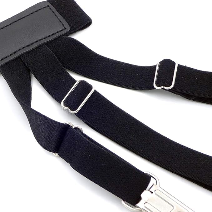 DROPOSALE Shirt Stays Upgrade Adjustable Elastic Garter Military Holder with Non-slip Steel Locking Clamps Pack Of 1 Black Pair - Image 5
