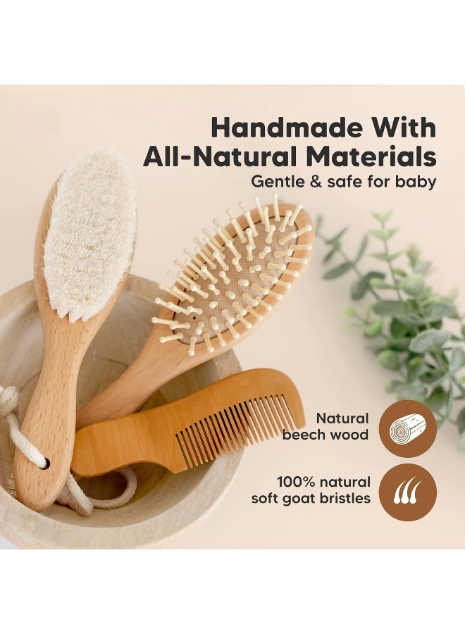 KeaBabies Baby Wooden Hairbrush Set - Image 4