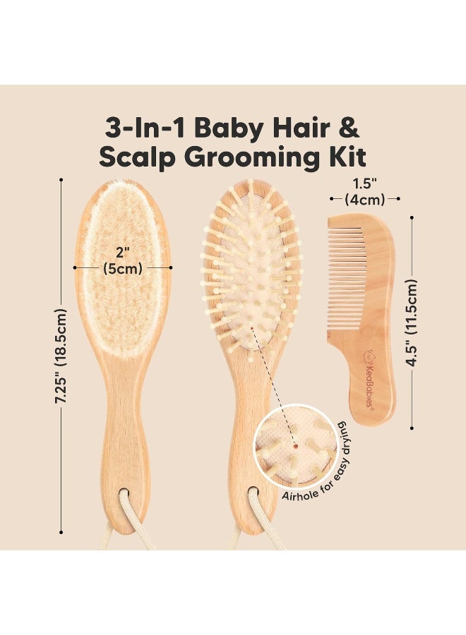 KeaBabies Baby Wooden Hairbrush Set - Image 2