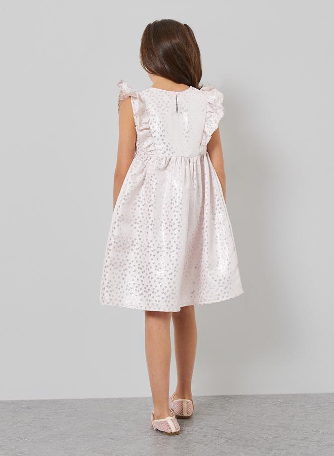 ستايلي فستان جاكار بتفاصيل كشكشة - Image 4