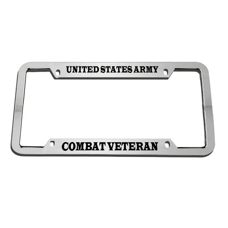Speedy Pros United States Army Combat Veteran Zinc Metal License Plate Frame Car Auto Tag Holder Chrome 4 Holes - Image 3