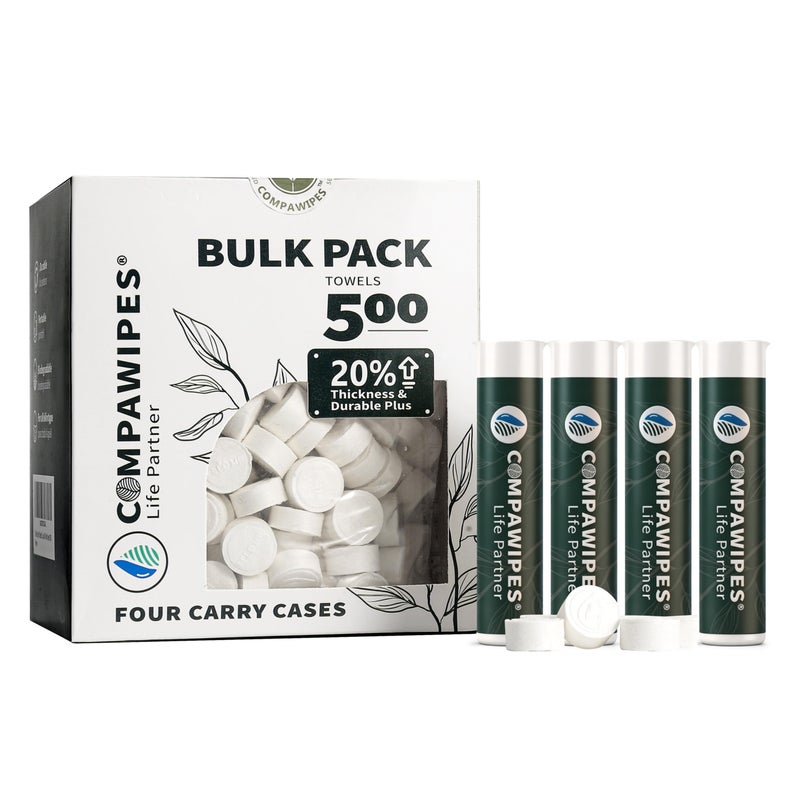 UNKENBO 500 PCS Compressed Towel Tablets - Travel Disposable Towels, Compressed Hiking Toilet Paper, Wilderness Wipes, Compact Toilet Paper, Disposable Compressed Face Towel for Camping, Backpacking & Beauty - Image 1