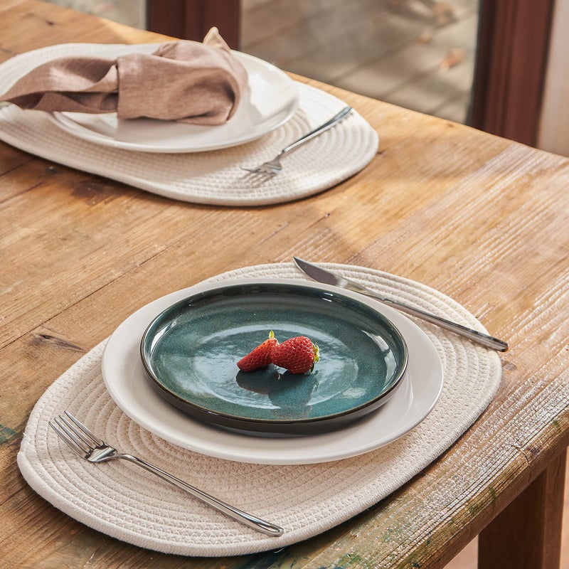 ART pinecone Placemats Set of 6 Oval â€“ Woven Boho Farmhouse Table Mats for Dining Table for 6, Kitchen Decor, Washable and Handmade Rustic Table Accessories (Oval, Off White) - Image 4