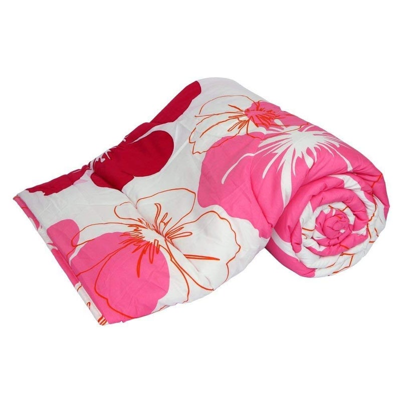 ShopingTrade Microfiber Floral Pattern Designer Double Bed Quilt, Standard Size (Multicolour)