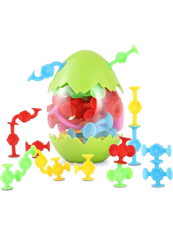 KASTWAVE Suction Cup Bath Toy Set For Toddlers 16 Pcs Colorful Silicone Sucker Toys With Dinosaur Egg Storage Fun Learning And Travel Toys For Kids Ages 3 And Up Perfect For Boys And Girls - Image 1