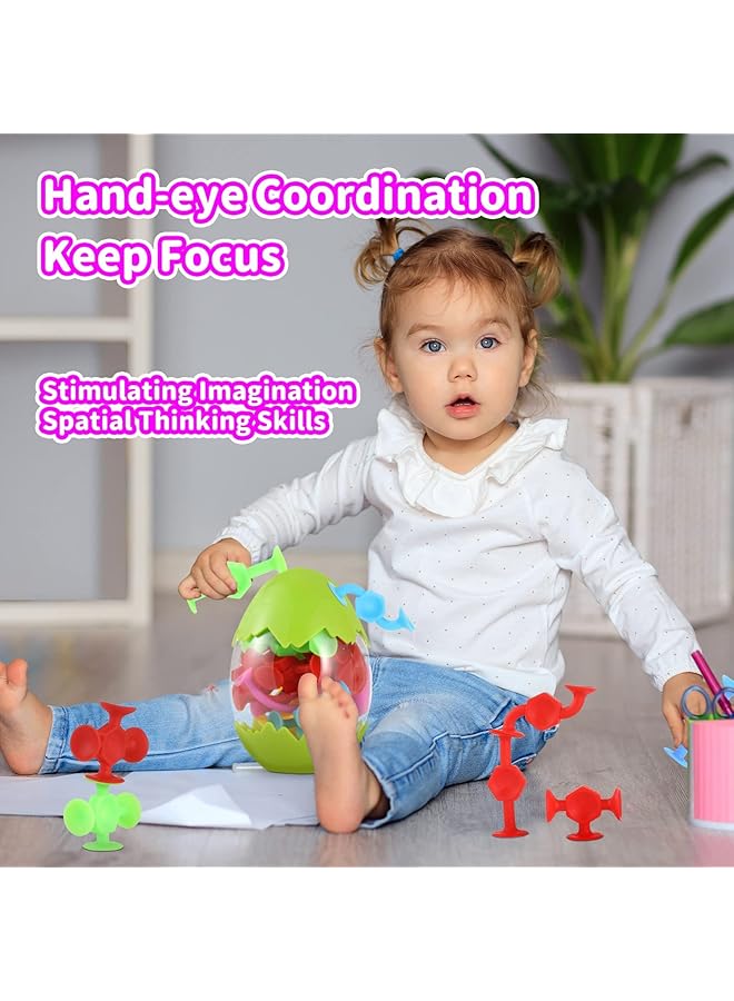 KASTWAVE Suction Cup Bath Toy Set For Toddlers 16 Pcs Colorful Silicone Sucker Toys With Dinosaur Egg Storage Fun Learning And Travel Toys For Kids Ages 3 And Up Perfect For Boys And Girls - Image 3