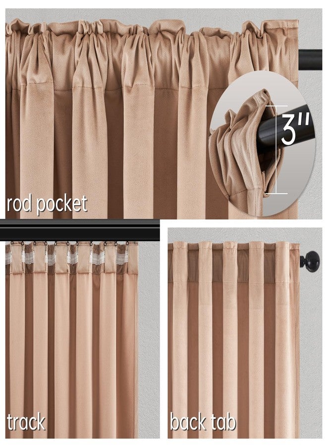 Topfinel Velvet Curtains Blackout Curtains 84 Inches Long, Blush Pink Beige Rose Gold Room Darkening Thermal Insulated Soundproof Modern Nursery Rod Pocket Crushed Velvet Drapes for Bedroom 2 Panels - Image 4