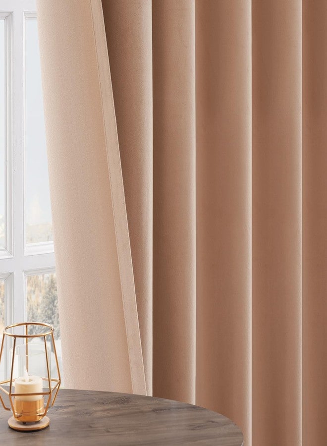 Topfinel Velvet Curtains Blackout Curtains 84 Inches Long, Blush Pink Beige Rose Gold Room Darkening Thermal Insulated Soundproof Modern Nursery Rod Pocket Crushed Velvet Drapes for Bedroom 2 Panels - Image 5