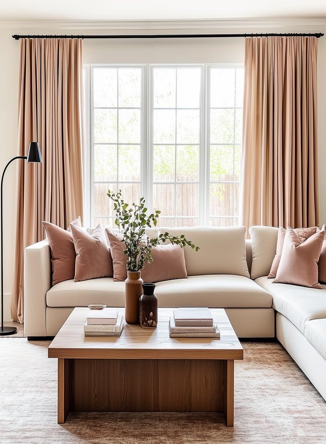 Topfinel Velvet Curtains Blackout Curtains 84 Inches Long, Blush Pink Beige Rose Gold Room Darkening Thermal Insulated Soundproof Modern Nursery Rod Pocket Crushed Velvet Drapes for Bedroom 2 Panels - Image 2