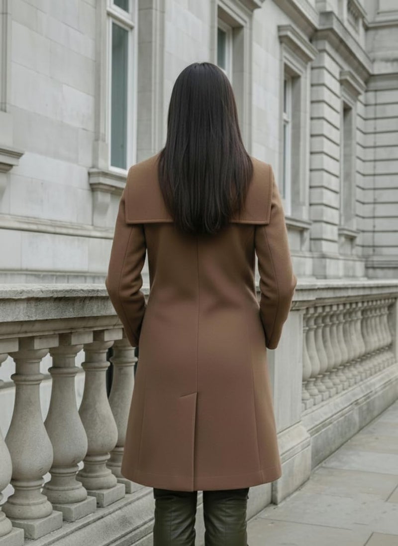 CHKOKKO Women Chic Winter Coat Single Breasted | Knee Length Design with Buttoned Closure and Practical Front Side Pockets for Stylish and Comfortable Wear MOUSE XXL - Image 4