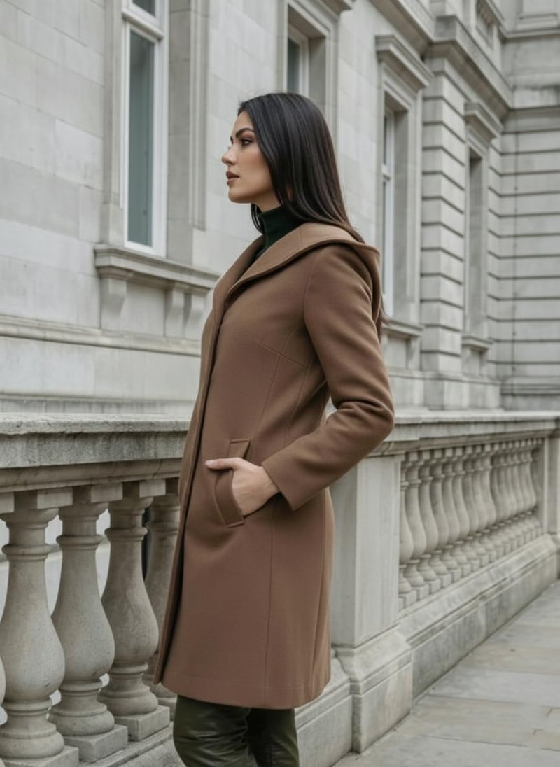 CHKOKKO Women Chic Winter Coat Single Breasted | Knee Length Design with Buttoned Closure and Practical Front Side Pockets for Stylish and Comfortable Wear MOUSE XXL - Image 5