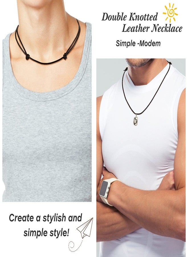 Inbagi 5 Pieces Leather Necklace Cord Choker with Clasp Sturdy Double Knotted Cord Necklace Adjustable Rope Chain Minimalist Jewelry for Women Men - Image 4