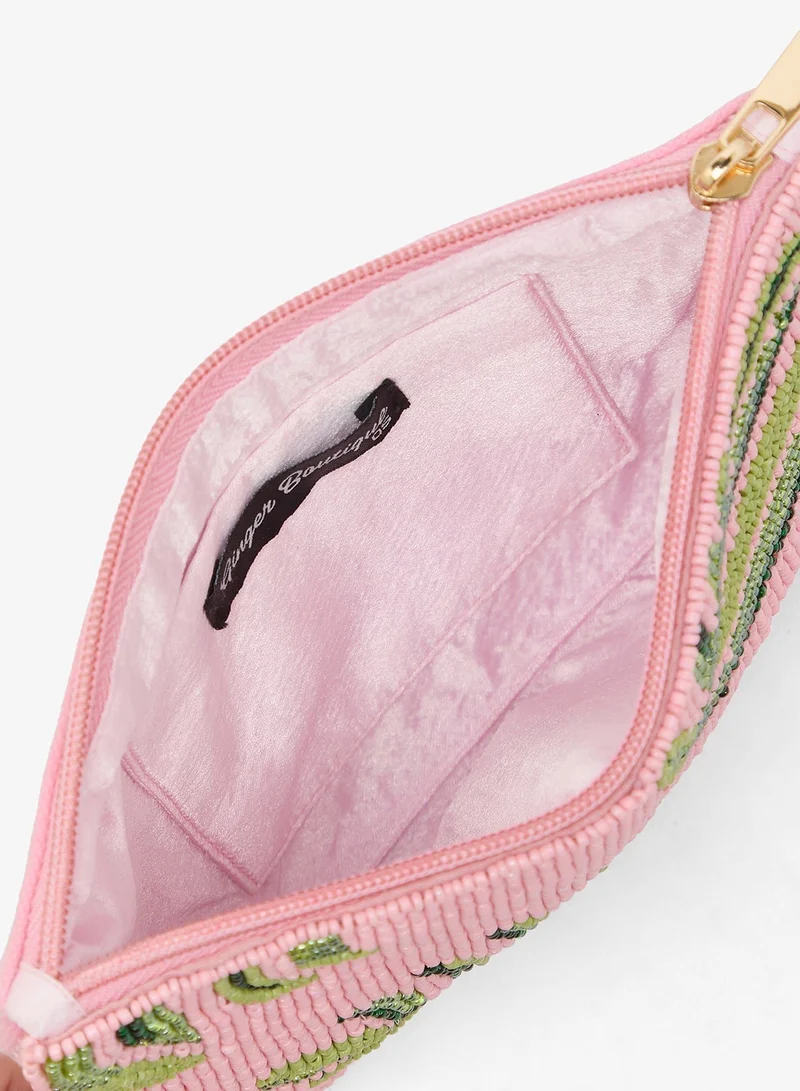 Ginger Boutique Pink Embroidered Beaded Clutch for Women | Best Price UAE
