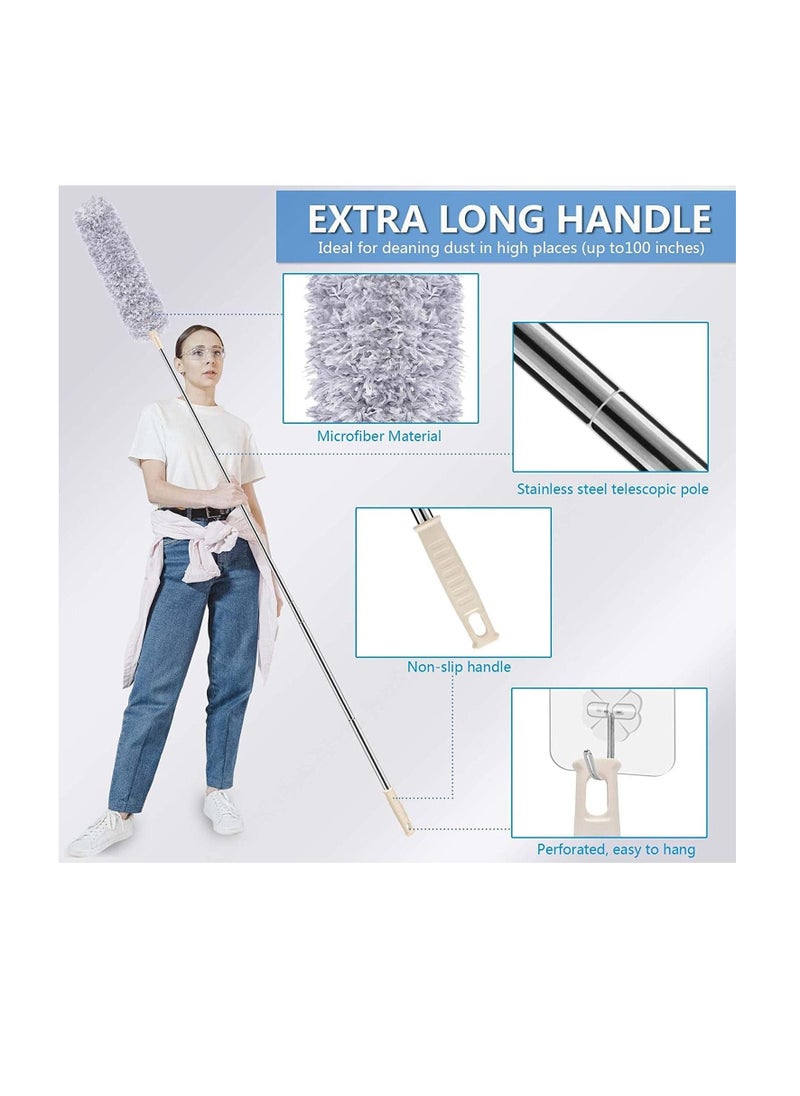 Microfiber Duster with Extendable Pole Extra Long Feather Duster for Cleaning Bendable Head Scratch Resistant Cover Washable Duster for Ceiling Fan Furniture and Cars. - pzsku/Z4EBCFDFC6DE30DB54398Z/45/_/1669707734/6a303e5b-774c-494d-b7ca-3b0b52995d3f