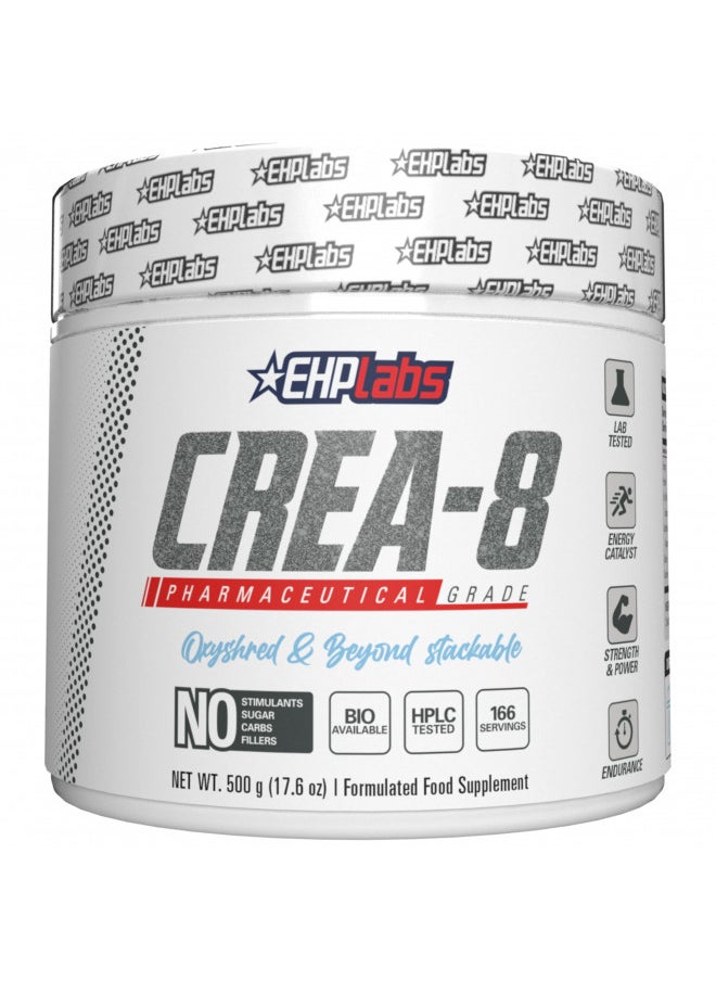 EHP Labs EHP Labs CREA-8 Creatine Monohydrate Powder - Creatine Powder for Building Lean Muscle Mass, Improves Strength & Power, Supports Brain Health - 100 Servings (500g)  - Image 1