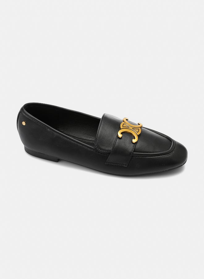 Dejavu Shoes HOT-DVTX-004 Leather With A Middle Buckle Plain Loafer For Women - Image 2