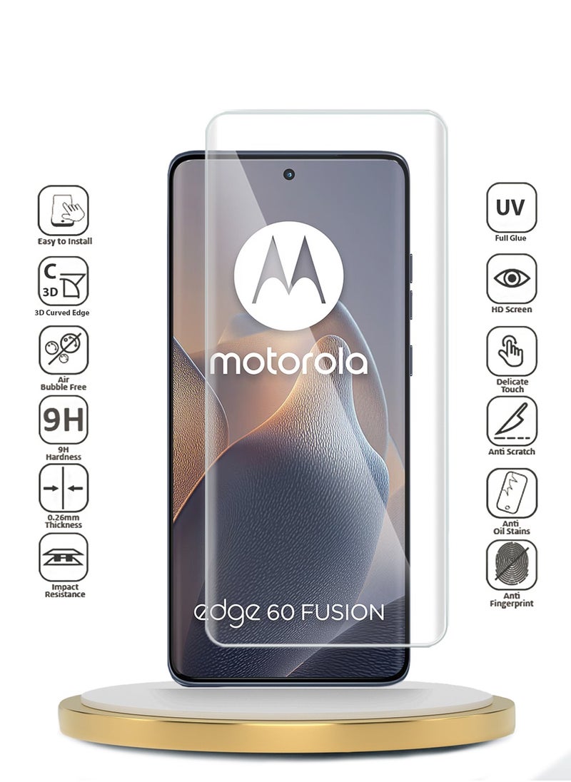 Wtech - Motorola Edge 60 / Motorola Edge 60 Fusion 5G 2025 Premium Curved Edges UV Full Glue Full Cover Tempered Glass Screen Protector (MSGUCN) - Clear - Image 1