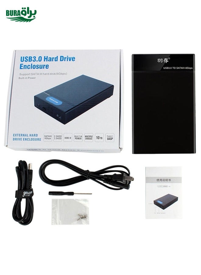 BURAQ حافظة قرص صلب خارجي ثابت واجهة USB3.0 عالمية بحجم 2.5 / 3.5 بوصة لأجهزة الكمبيوتر المحمولة / المكتبية، السعة القصوى المدعومة: 10TB  - Image 4