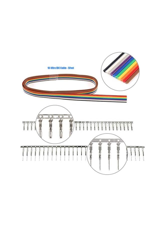 PROMASS promass 1191Pcs 2.54mm Pitch 1 2 3 4 5 6 7 8 9 10 Pin Housing Connector and Male Female Crimp Pins with Pin Header and 10 Wire Rainbow Color Flat Ribbon IDC Cable Compatible with Dupont Connector Kit  - Image 5
