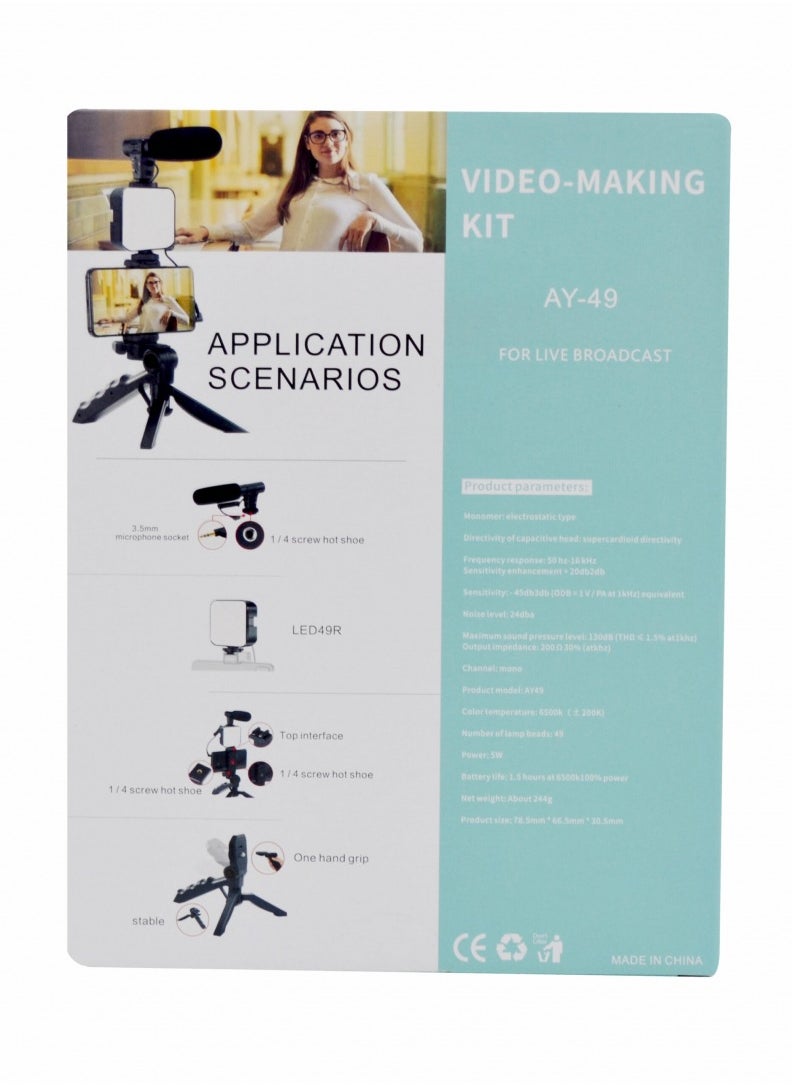 Ay Smartphone Vlogging Kit With Tripod Stand Black  - Image 3