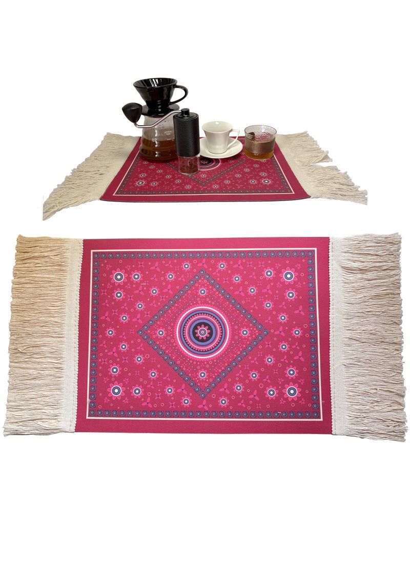 TDAO Tassel Coffee Mat Coffee Bar Mat Hide Stain Absorbent Drying Mat with Waterproof Rubber Backing 11.8" x 15.75"/30CM x 40CM  - Image 1