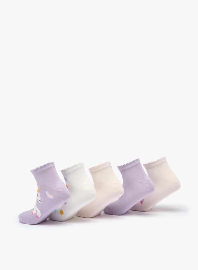 ليتل ميسي جوارب بناتي بطول الكاحل مطبوعة - عبوة من  قطع - Image 3