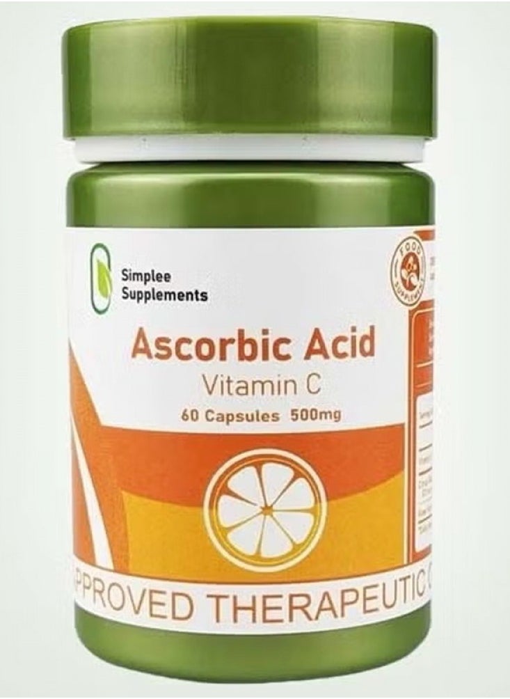 Simplee Supplements Simplee Supplement Ascorbic Acid Vitamin C 60 Capsule 500mg  - Image 1