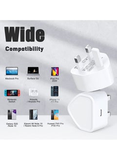 Generic 2 Pack USB C Fast Charger 2M Cable with Wall Plug, 2-Pack Charging Cord and 2-Pack Dual USB-C Wall Charger UK Adaptor for iPhone 13 12 11 Xs/Xs Max/XR/X 8/7/6/6S Plus SE/5S/5C, Pad, Pod  - Image 4