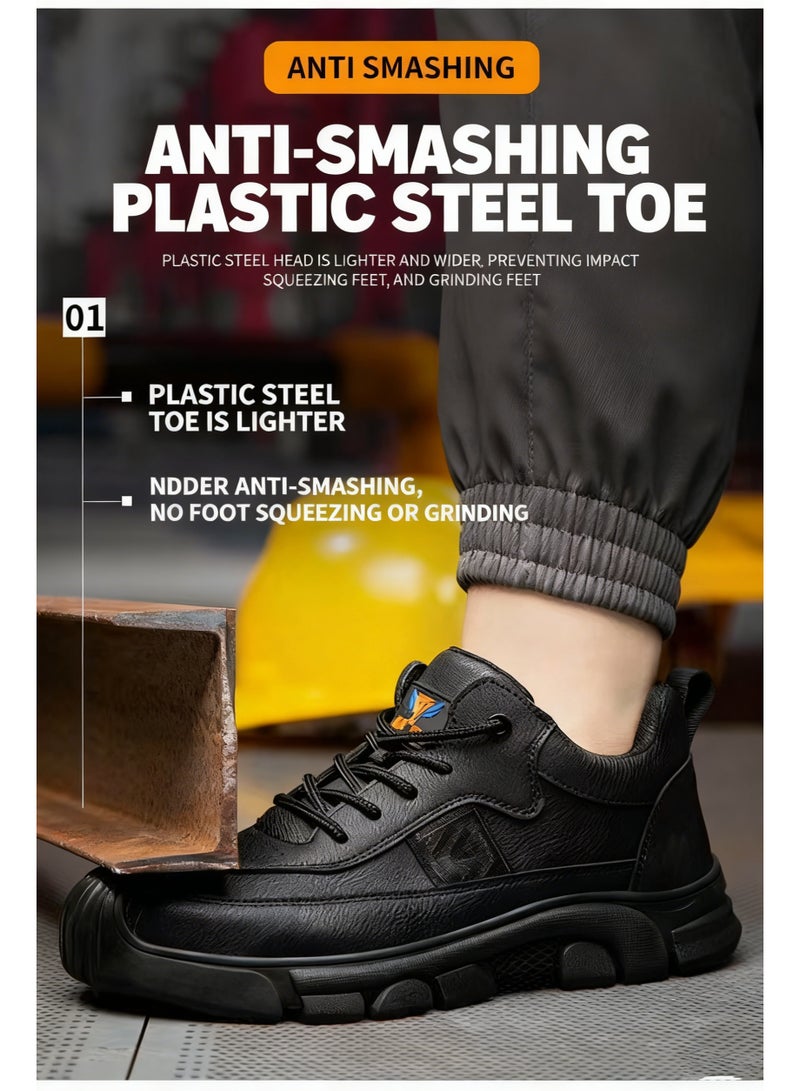سكاي فيو أحذية عمل آمنة للرجال، نعل علوي من البولي يوريثان مع رباط، أحذية مريحة للصناعة أو البناء، مضادة للانزلاق، مرنة، خفيفة الوزن، مقاومة للزيت، طاردة للماء. مقاسات من 40 إلى 46 - Image 2