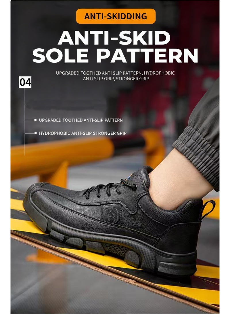 سكاي فيو أحذية عمل آمنة للرجال، نعل علوي من البولي يوريثان مع رباط، أحذية مريحة للصناعة أو البناء، مضادة للانزلاق، مرنة، خفيفة الوزن، مقاومة للزيت، طاردة للماء. مقاسات من 40 إلى 46 - Image 4