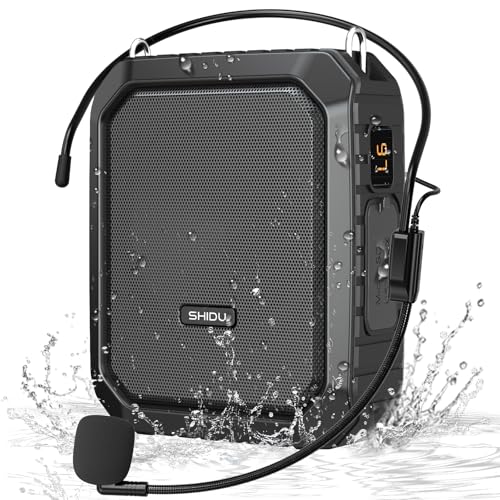 SHIDU Voice Amplifier for Teacher with Portable Microphone and Speaker 18W Megaphone with Wired Mic Headset IPX5 Waterproof Rechargeable Bluetooth Speaker Systems for Tour Guide NOT Wireless - Image 1