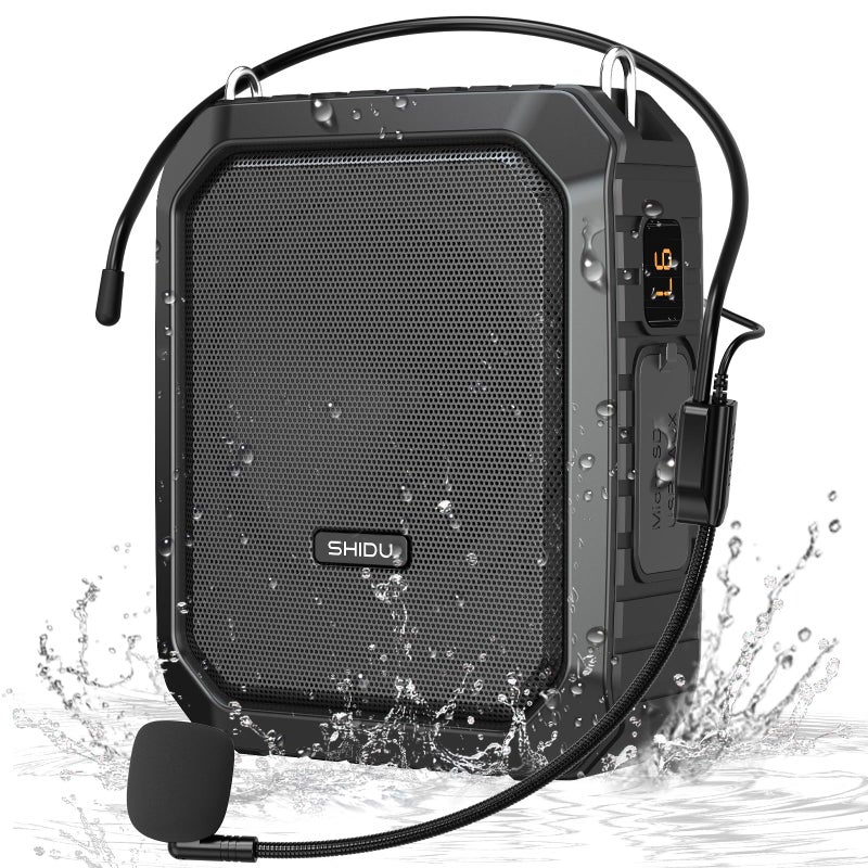 SHIDU Voice Amplifier for Teacher with Portable Microphone and Speaker 18W Megaphone with Wired Mic Headset IPX5 Waterproof Rechargeable Bluetooth Speaker Systems for Tour Guide NOT Wireless - Image 2