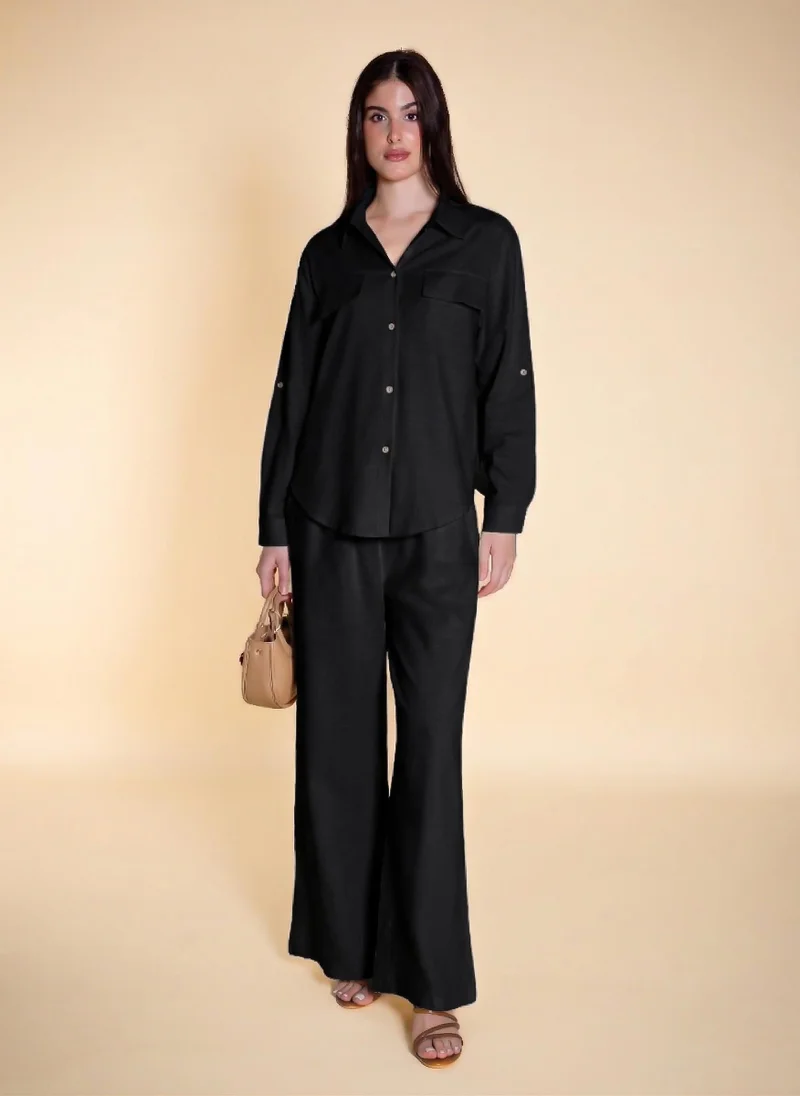 SHAPES LINEN BLEND COMFORT SHIRT SET