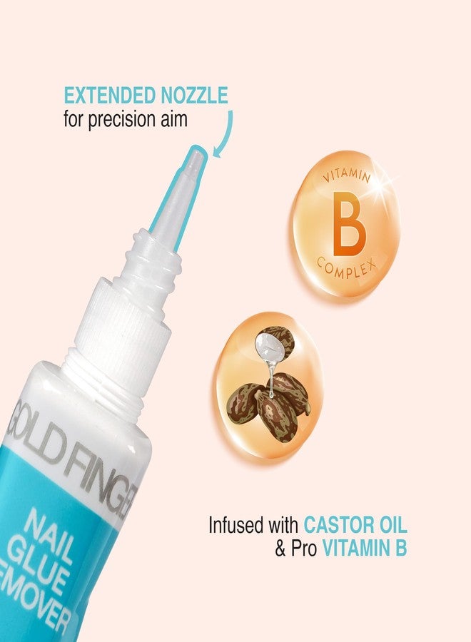 GOLDFINGER Quick & Easy Nail Glue Remover with Precision Tip, Gentle, Non-Damaging, Enriched with Castor Oil & Vitamin B, Instant False & Press on Nail Remover - Image 3