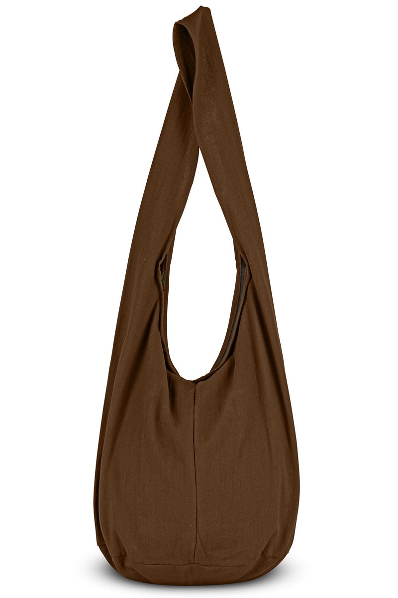 Your Cozy Boho Crossbody Bag for Women â€“ Handmade Cotton Sling Bag Lightweight Unisex Travel Purse with Zipper (Brown) - Image 4