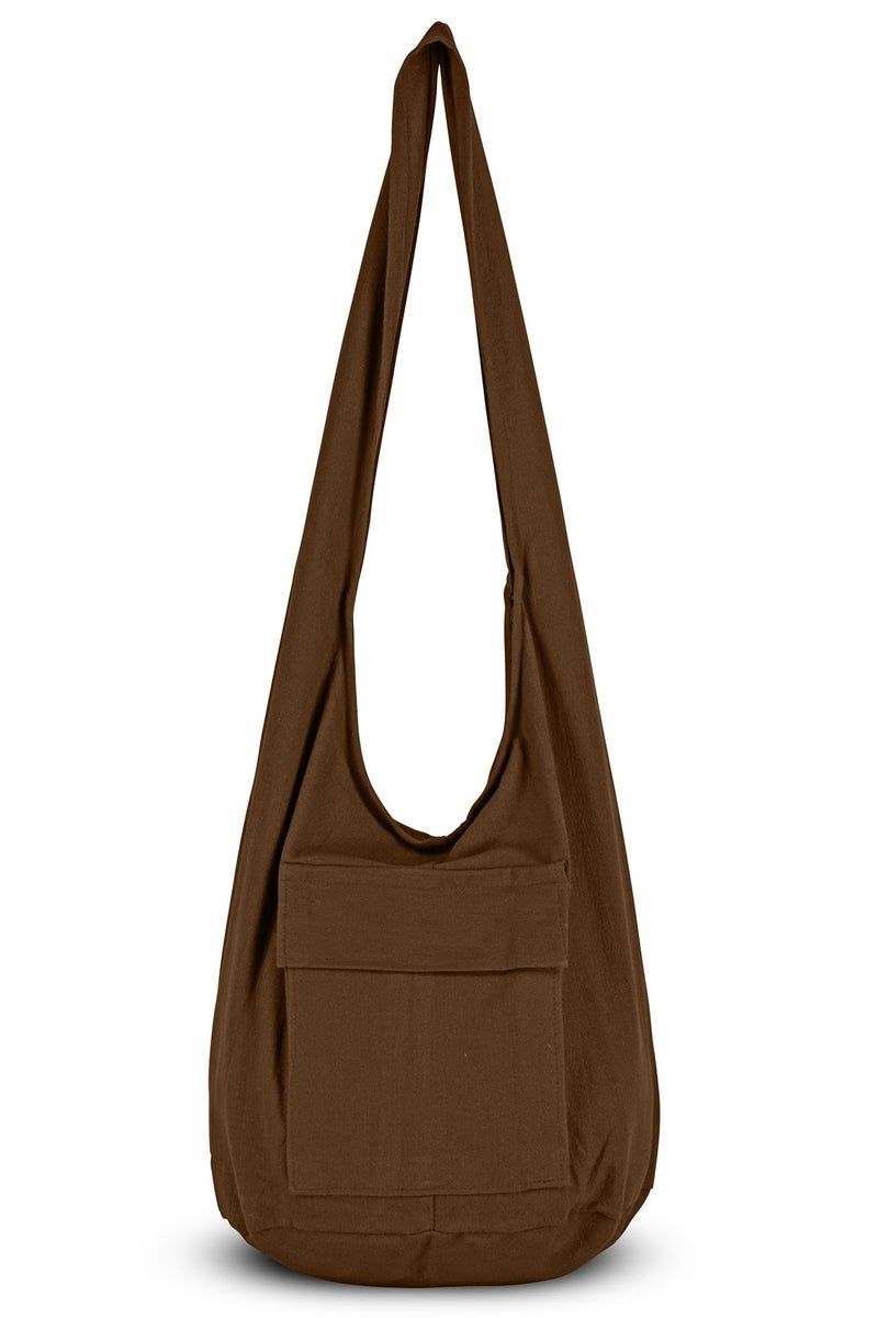 Your Cozy Boho Crossbody Bag for Women â€“ Handmade Cotton Sling Bag Lightweight Unisex Travel Purse with Zipper (Brown) - Image 1