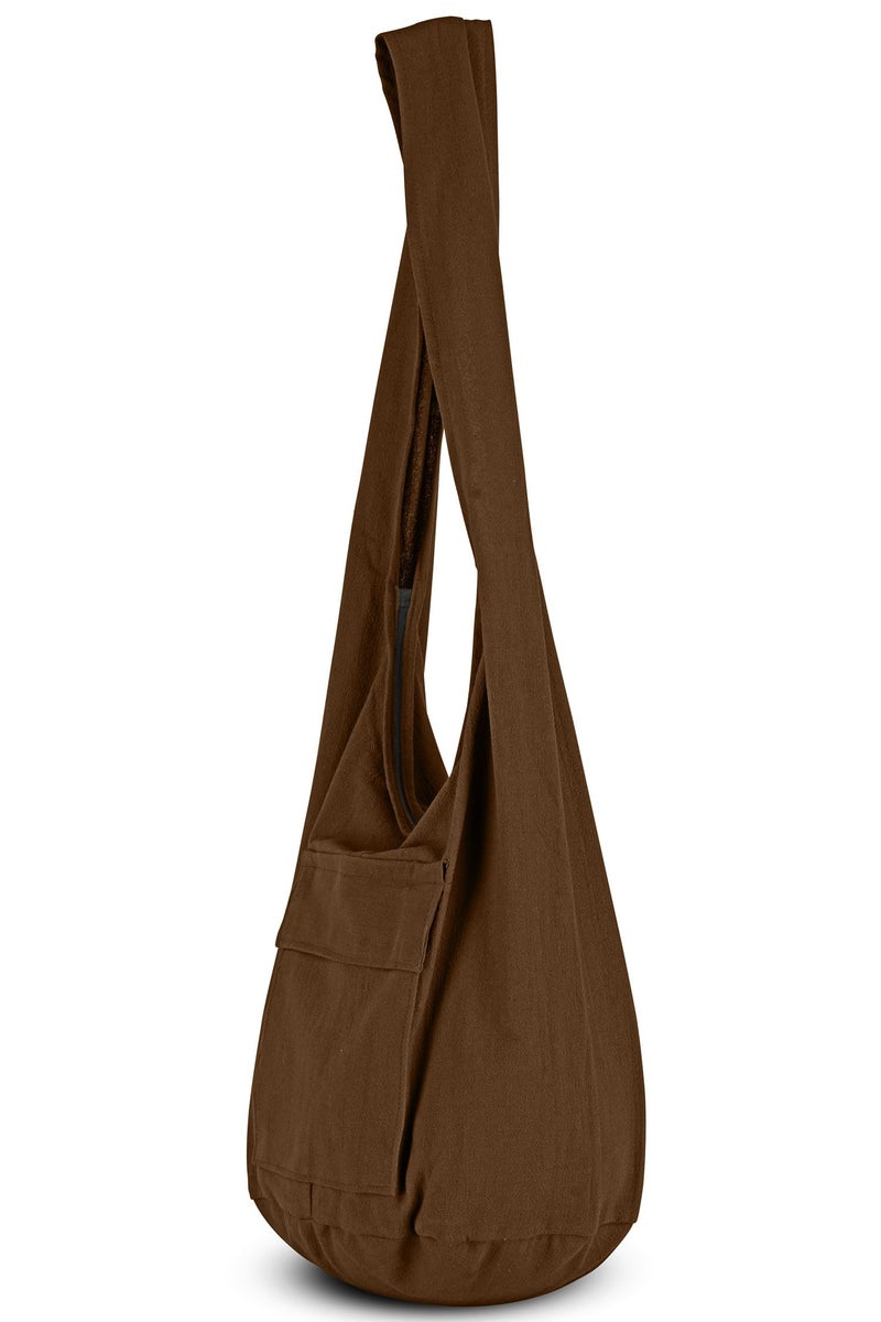 Your Cozy Boho Crossbody Bag for Women â€“ Handmade Cotton Sling Bag Lightweight Unisex Travel Purse with Zipper (Brown) - Image 3